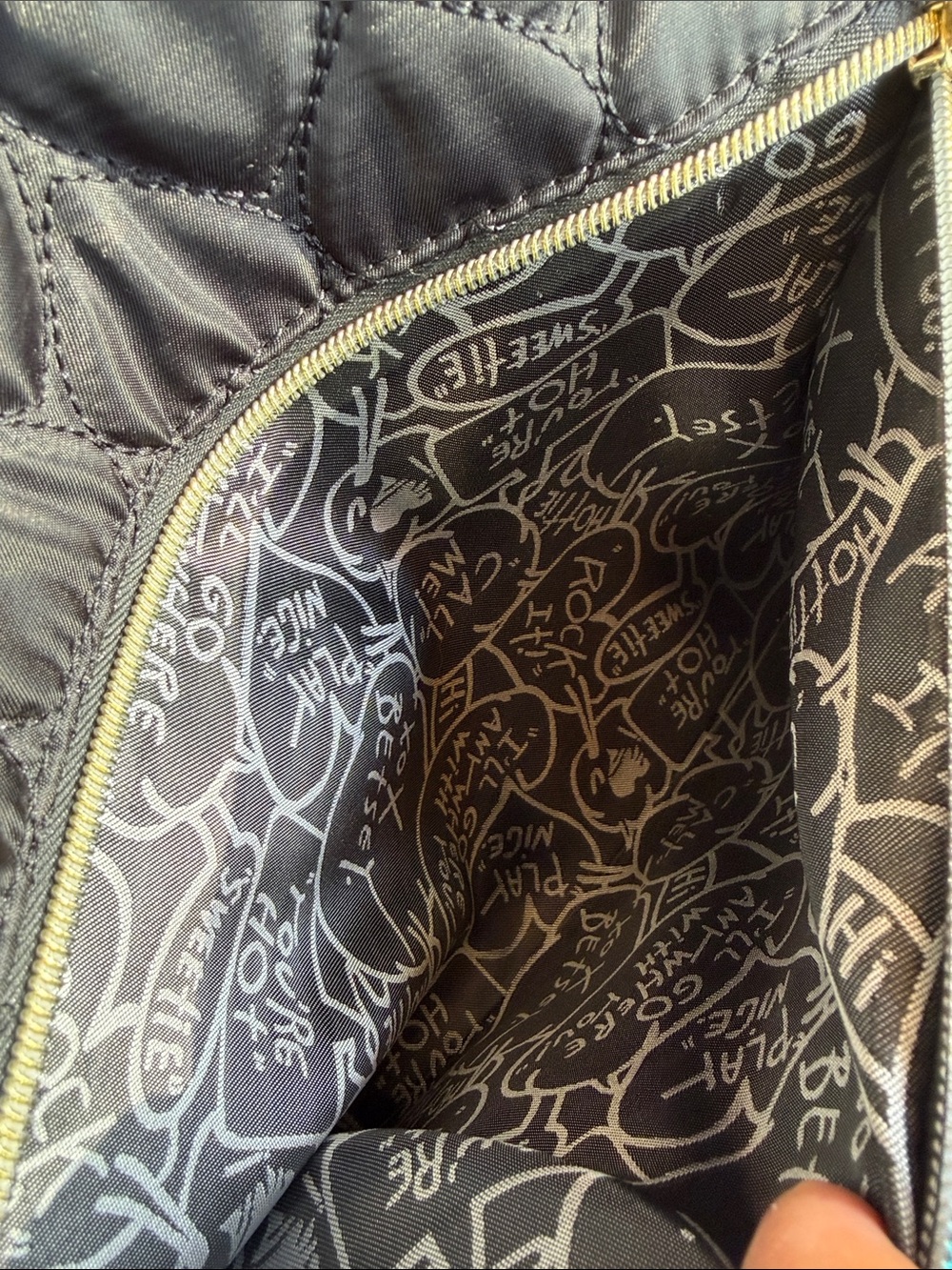 Betsey Johnson Black Quilted Heart Tote with Gold Hardware - Picture 4 of 4